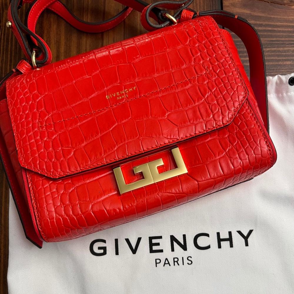 GIVENCHY Eden Top Handle Crocodile Embossed Leather Mini